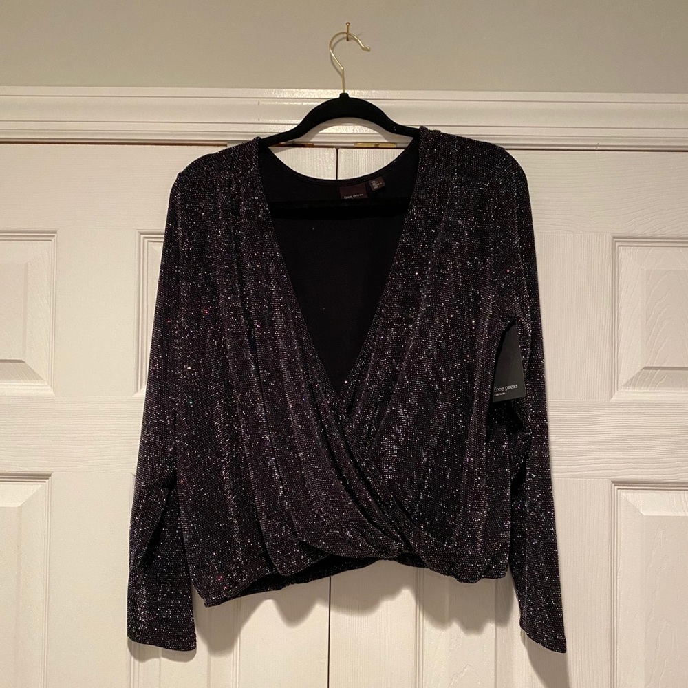 FREE PRESS wrap style sparkle long sleeve too